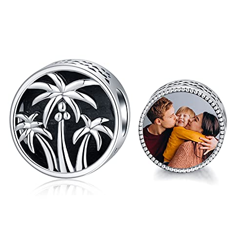 SOULMEET Sterling Silber Personalisierte Foto Charm Fit Pandora Armband Benutzerdefinierte Bild Kokosnuss Baum Bead Charm Geschenk für Frauen Mädchen Cover
