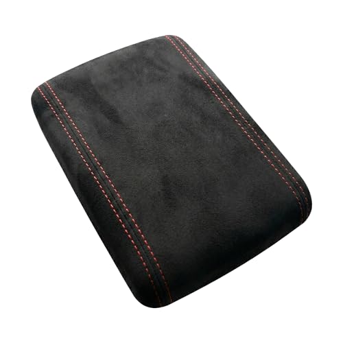 RedlineGoods Center Console Cover Compatible with Mazda RX7 1993-02. Tailor Made - not Universal. Genuine top-Grade Italian Black Suede (Alcantara) with Red Thread