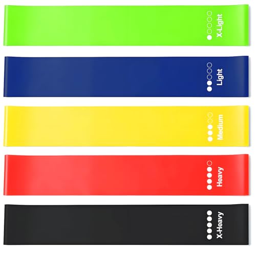 Resistance Bands Exercise Bands Set Elastic Loop Bands Multicolor with 5 Resistance Levels for Women Men Home Gym Pilates Yoga Workout Fitness Strength Training 5pcs