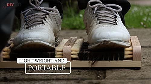 DIVCHI Wooden Outdoor Doormat Boot Scraper - Outside Shoe Scrubber Brush - Cleans Deep Removes All Outdoor Dirt, Snow, Mud and Sand. Construction, Hiking Cleaner