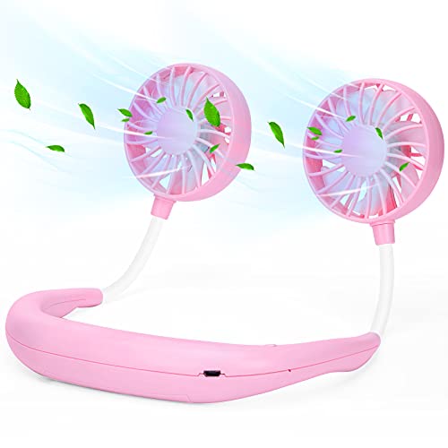 Neck Fans Rechargeable,Headphone Fans,Personal Neckband Fan,3 Speeds,2000mAh,Wearable Hand Free Sports Fans Cooling for Hot Flashes Travel Outdoor