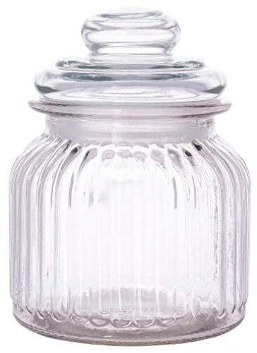 Image of Stylish Home Decor Crystal Clear Glass Sugar Candy Mukhwas Jar Bowl Pickle Storage Container Pot with Lid CRYSTAL CANDY JAR.POP 730ml 3PCS