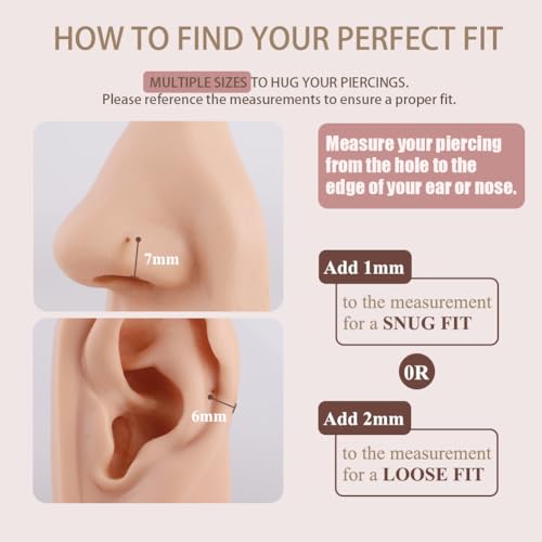 Image of FANSING Men Women 316L Surgical Steel Hinged Nose Rings Hoop for Nostril Septum Cartilage Helix Daith Tragus Rook Conch Lip Ear Lobe Piercings