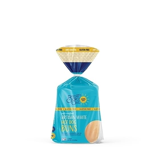Bright Sky Bake House Artisan White Hot Dog Buns, Soft Crafted, Non GMO, Gluten Free, 8 Ounces (Pack Of 6)