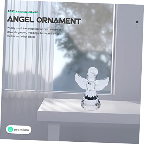 Healeved 2Pcs Crystal Angel Ornament Home Decoration Tiny Animal Figurines Car Trim Crystal Guardian Angel Figurine Crystal Paperweight Angel Memorial Statue Small Crystals Angel Model Girl #TOP7