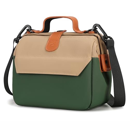 Padwa Lifestyle Waterproof Oxford Cloth Compact Camera Bag for Small Mirrorless & Film Cameras Cute Clip-On Portable Hand & Crossbody Photography Bag Can be Womens Makeup & Storage(Beige & Green)