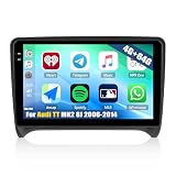 CAMECHO 4G+64G Android 15 Car Stereo for Audi TT MK2 8J 2006-2014 with Wireless Carplay Android Auto, 9" Incell Touch Screen Car Radio GPS WIFI Bluetooth FM/RDS SWC Backup Camera MIC