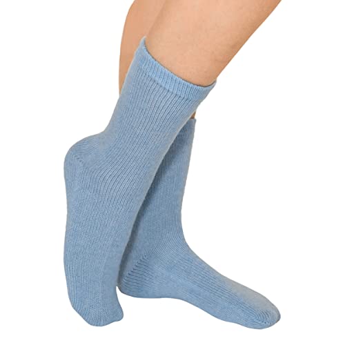 Calcetines de cachemira pura mujer en azul pálido premium talla única