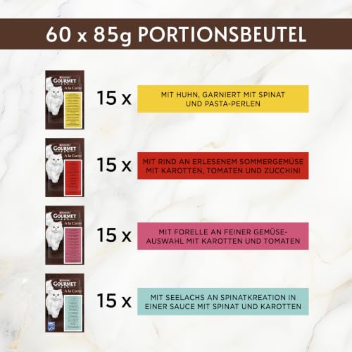 Gourmet A la Carte Katzenfutter nass, Sorten-Mix, 60er Pack (60 x 85g)