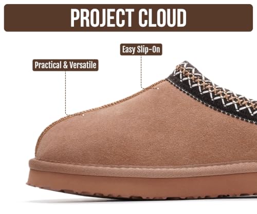 Image of Project Cloud 100% Genuine Leather Shearling Slippers for Women (Nerita) | Australian Fur Lining Memory Foam Insole Non Slip EVA Sole Fuzzy Plush House Shoes Warm Cozy Indoor Footwear Everyday Comfort