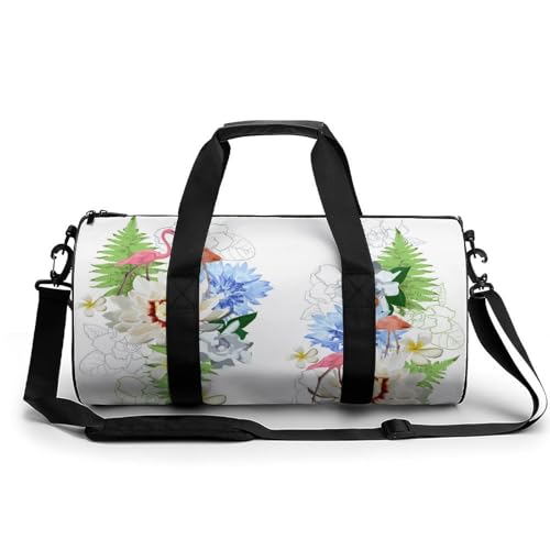 Duffel bag fleur flamant sac de sport imperméable de 45x23x23cm