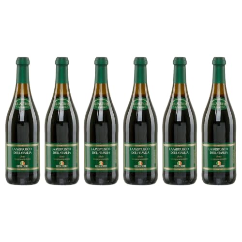 Lambrusco Gualtieri Rosso süß 6x 0 75l Dell Emilia - Roter Perlwein aus Italien - 7 5% Vol. - + 20ml Jassas Olivenöl