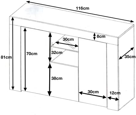 Furneo Matt & High Gloss White Cabinet Cupboard Sideboard Unit Clifton05 White LED Light