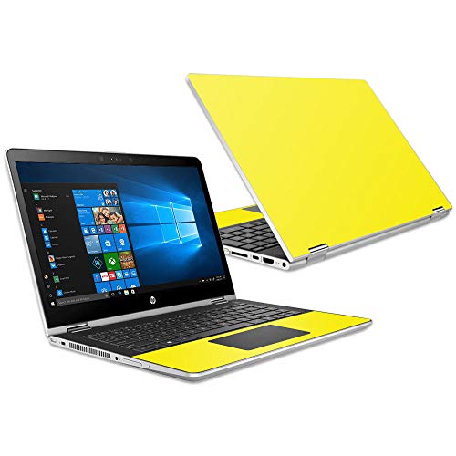 MightySkins Skin Compatible with HP Pavilion x360 15.6" (2018) - Solid Yellow | Protective, Durable, and Unique Vinyl Decal wrap Cover | Easy to Apply, Remove, and Change Styles | Made in The USA by MIGHTY SKINS - Used condition - US$9.10