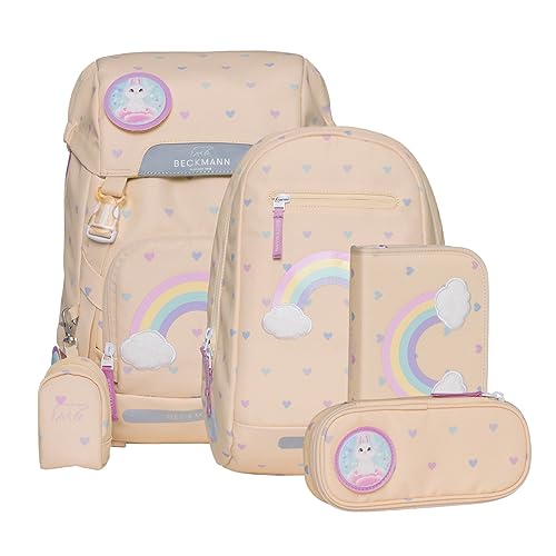 Beckmann, Schulrucksack-Set Classic Yellow Heart, 6-teilig, Grundschule, ergonomisch, inkl. Regenüberzug, 22L