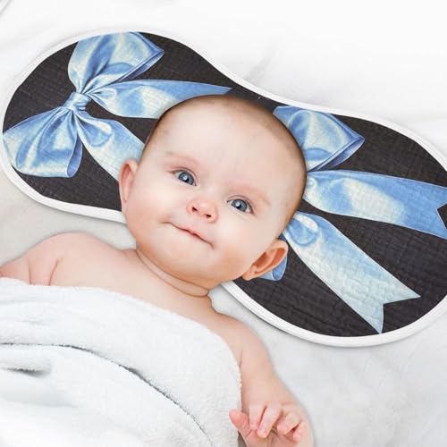 Light Blue Bow Ribbon Muslin Burp Cloths for Baby 2 Pack Soft 100% Cotton Baby Washcloths Bibs for Girl Boy4