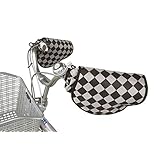 防寒 自転車用ハンドルカバー 黒・グレーチェック柄