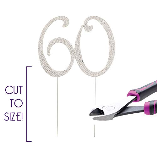 Ella Celebration 60 Cake Topper For 60Th Birthday Or Anniversary - Gold Rhinestone Party Supplies & Decoration Ideas (Silver) #TOP4