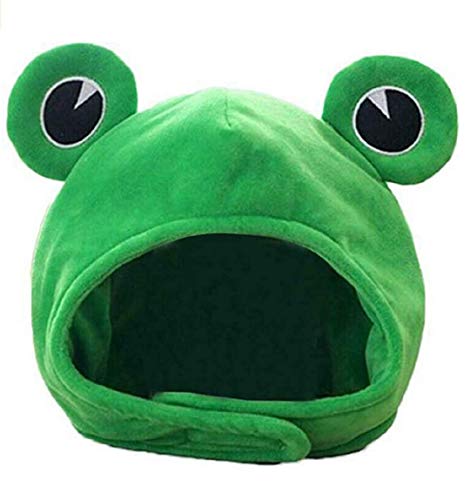 zmgmsmh Cute Plush Frog hat Scarf Cap Ears Winter ski hat Full Headgear Novelty Party Dress up Cosplay Costume Green