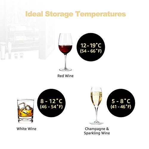 WIE 28 Bottle Wine Cooler Refrigerator Compressor White Red Wine Fridge Champagne Chiller Countertop Freestanding Wine Cellars w/Digital Control UV-Protective Finish Auto-Defrost Double-layer Glass 41°F-64°F Wine Fridge for Home Bar - Thumbnail 2