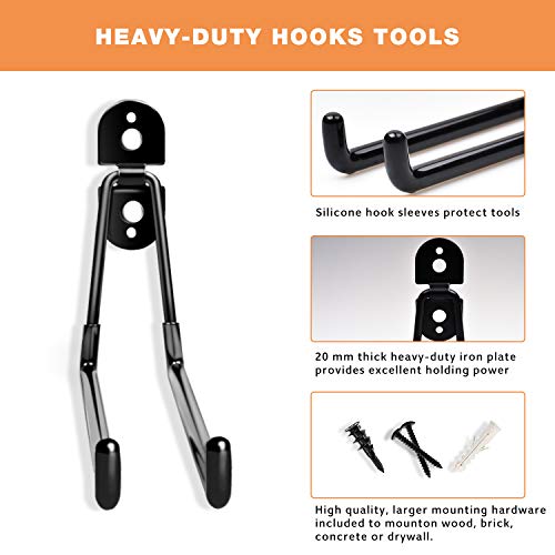 Heevir Garage Hooks Heavy Duty - 11 Inch Large Wall Mount Storage Hanger, 4 Pack Long Hook Garage Organizer For Hanging Tool, Chairs, Hoses, Ladder, Bulk Items, Ropes, Etc. #TOP3