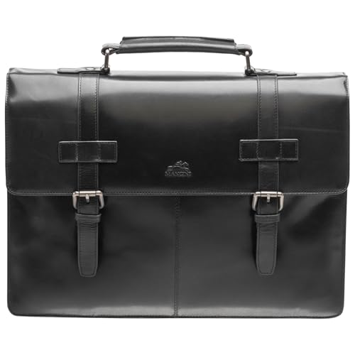Mancini Buffalo Top Grain Leather Double Compartment Briefca