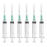 10 Pack 5ml/cc Disposable Luer Lock Lab Syringes with 21Ga 1.5 Inch Needle , Individually Sealed Packed