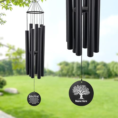 Image of Personalized Retirement Wind Chimes for Outside, 36 inch Happy Retirement Gift for Women, Men, Coworker, Colleague, Boss, Teacher, Nurse, Friend, Going Away Garden Patio Decor