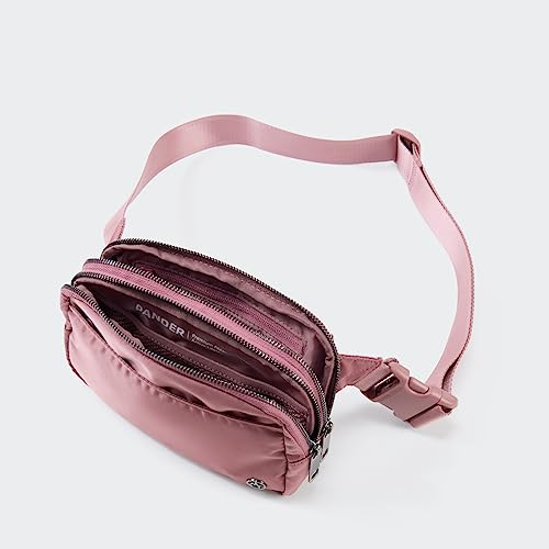 Image of Pander Everywhere Belt Bag for Women, 5 Zipper Pockets Nylon Crossbody Fanny Pack Purse (Dune Pink)