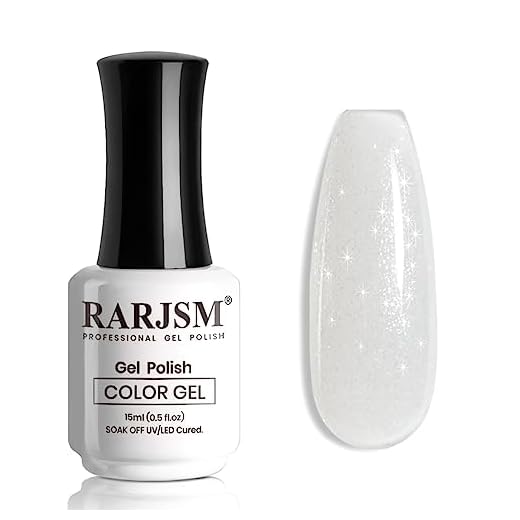 RARJSM Glitter Gel Nail Polish Nude Milky White Silver Shimmer Pigment Jelly Creamy White Yellow Gel Polish Neutral Color 15ml Sparkle Natural Color Soak off UV LED Cured for Home Salon DIY Nail Art