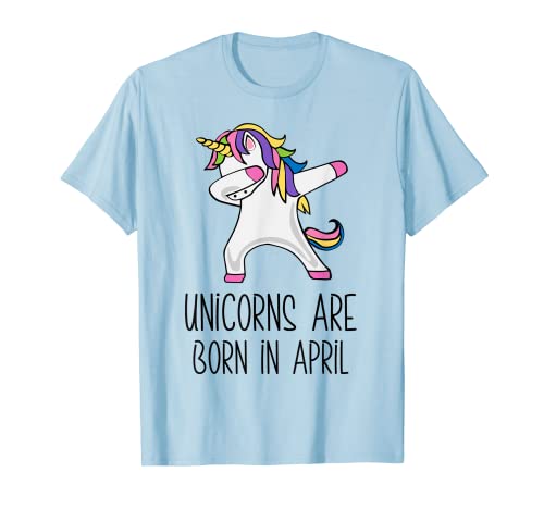 Unicorns Are Born In April Dabbing Birthday T-Shirt For Her T-Shirt