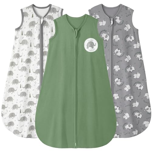 Image of Yoofoss Baby Sleep Sack 0-6 Months Baby Wearable Blanket 100% Cotton 2-Way Zipper TOG 0.5 Toddler Sleeping Sack, Pack Soft Lightweight Sleep Sacks for Babies