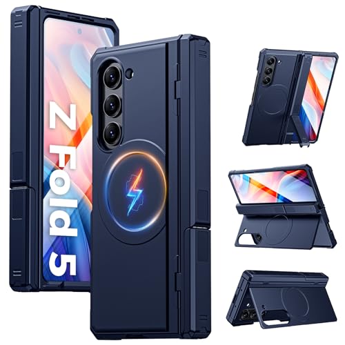 Kaiiecal for Galaxy Z Fold 5 Case with Screen Protector [Fit for Magsafe] [Dual-Stand] [Hinge Protection] Shockproof Phone Cover for Samsung Galaxy Z Fold5, Blue