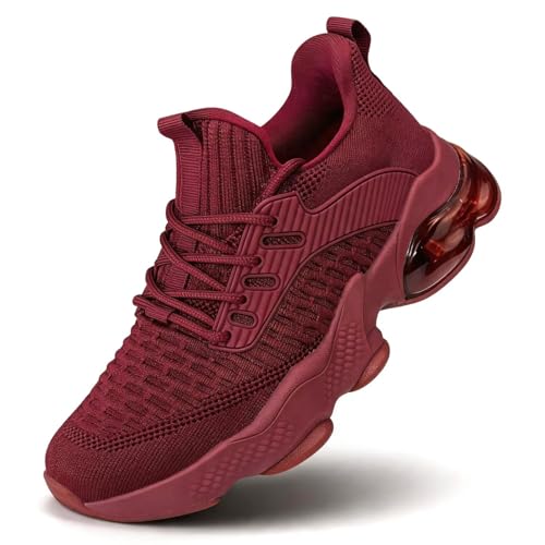 Womens Slip On Walking Shoes Air Running Casual Fashion Tennis Sneakers Comfortable Non Slip Work Gym Trainers Red