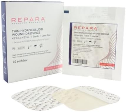 REPARA Thin Hydrocolloid Wound Dressing 4.25" x 4.25" (Box of 10), # 878