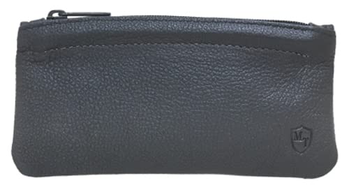 Mitchell Thomas Black Leather Pipe Tobacco Day Pouch with Zipper - 9314