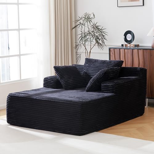 UTILIA Sillón Individual para Recámara Y Sala, Sillon Comprimido De Espuma Alta Densidad, Sofa Cama Estilo Italiano Minimalista, Asiento Profundo para Leer Y Descansar, Negro
