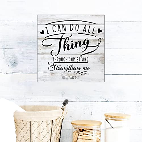 Plaque murale classique en bois I Can Do All Thing décoration maison 35cm - 4