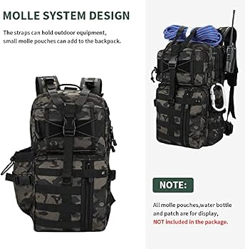 Sac à Dos Tactique 30L Huntvp - Militaire, Pour Chasse, Randonnée, Vélo, Avec Poche Pour Vessie D'hydratation