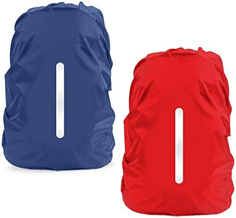 LAMA 2pcs Waterproof Rain Cover for Backpack, Reflective Rainproof Protector for Anti-dust and Anti-Theft M 26L-40L Black