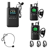 Wireless Tour Guide System,Long Range 200m/656ft,Upgraded Noise Reduction,Classic Style, 40H Long Battery,Upgraded Noise Reduction, for Court,Training,Interpreter (1 Transmitter 2 Receivers)