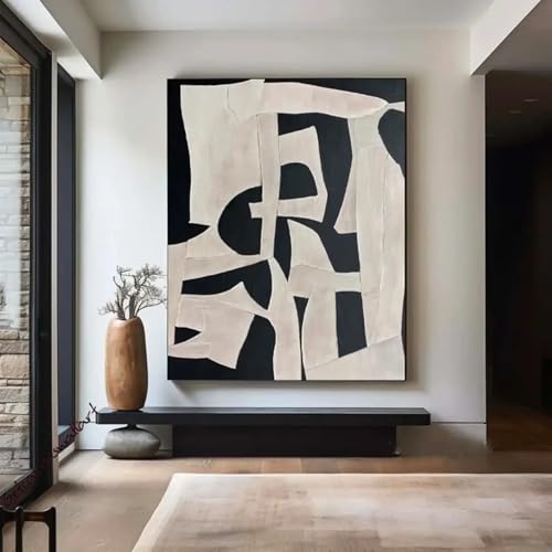 Toile minimaliste grande taille Wabi Sabi, œuvre d'art texturée haut de gamme