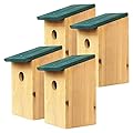 Wooden Nesting Box Traditional Wild Birds Nest House for Outdoor Garden Patio Eco Friendly bird bedroom | 11 x 12 x 21 cm (Wooden) (Pack of 4)