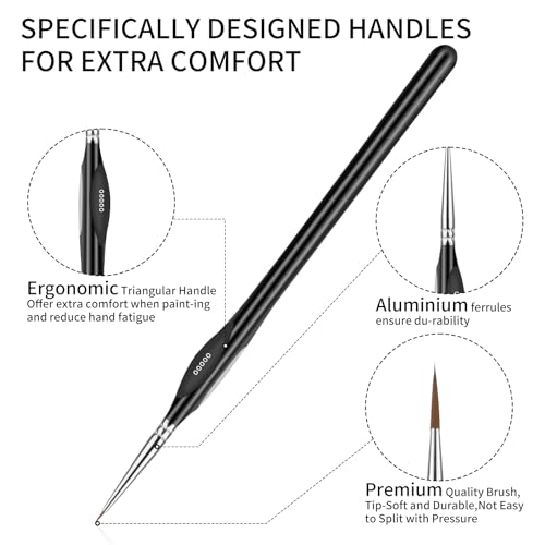 Jeffdad Kit de pincéis em miniatura, conjunto de pincéis de pintura em miniatura com detalhes finos