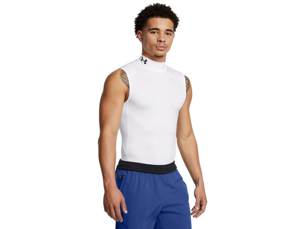 Under Armour UA HG Armour Comp Mock SL - Sleeveless - Tops - White/Black - Size: XS