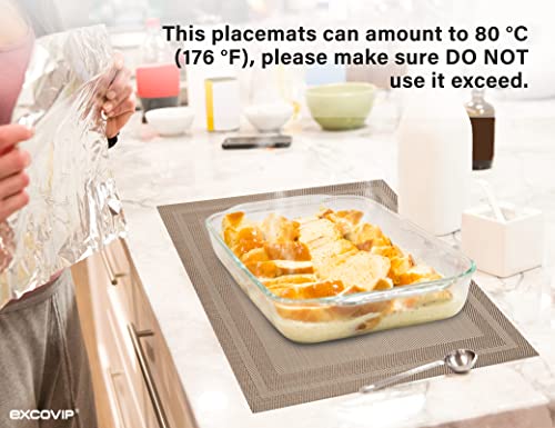 EXCOVIP Set of 8 Placemats, Non-Slip Crossweave Woven Vinyl Insulation Place Mat Washable Table Mats For Restaurants Party Decoration 45 x 30 cm(Champagne) - Image 6