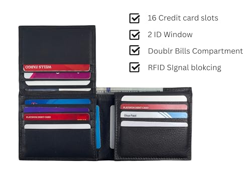 Bullz RFID Signal Blocking Protection Leather Credit Card Holder Security Mens Wallet (Black)3