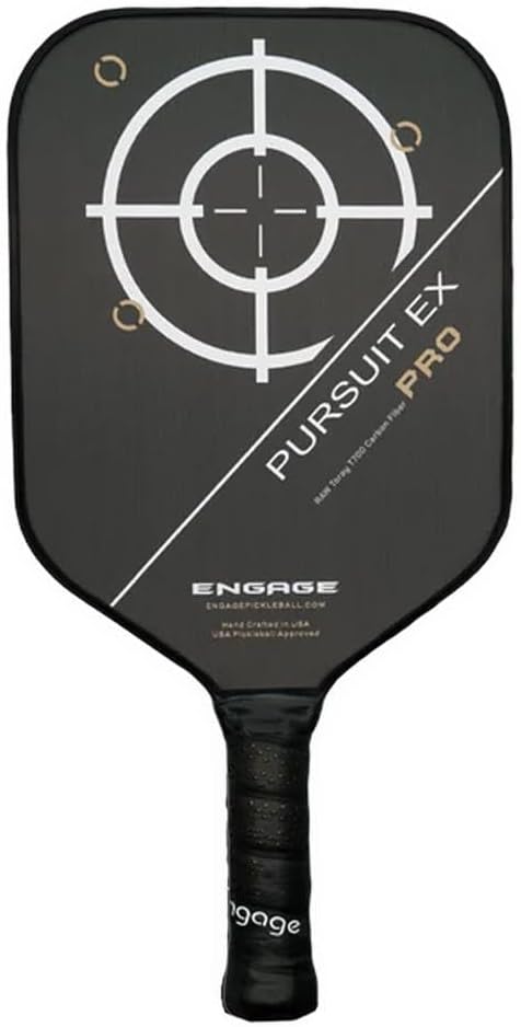 Engage Pursuit Pro EX Pickleball Paddle – Widebody Shape, Raw Carbon Fiber Face, 13mm Control Pro “Black” Core, Vortex Barrier Edge Technology Limits Vibration – Standard Weight
