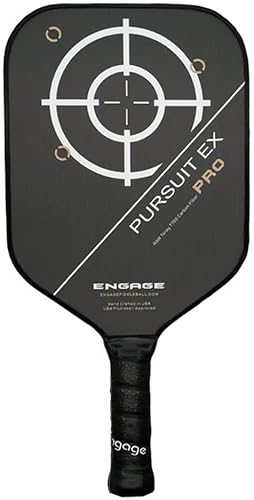 Engage Pursuit Pro EX - Paleta de pickleball - Forma de cuerpo ancho, cara de fibra de carbono Toray T700 cruda, núcleo de control Pro "negro" de