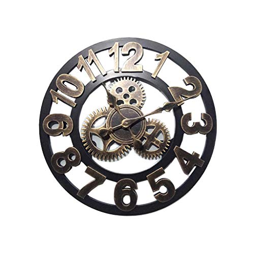Uhr Klassische traditionelle Wand Runde stumm Retro Holz Zahnrad Wand Industrie Wind Dekoration Wohnzimmer Schlafzimmer Bar Dekor Geschenk ohne